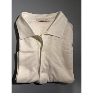 Luca Faloni Men's 100% Linen S/S Polo Shirt White • Italy • 3XL